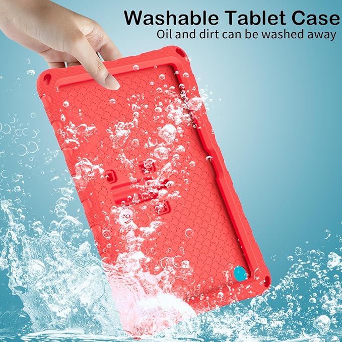 Kids Case Compatible with Kindle Fire HD 10 Tablet (13th/11th Generation 2023/2021 Release) Lightweight Shockproof Case EVA Foam Cover with Shoulder Strap &amp Stand Cover for Boys Girls(Red)