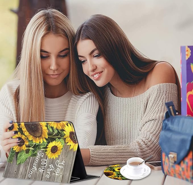 Case for Amazon Fire HD 10 &amp Fire HD 10 Plus Tablet (11th Generation 2021 Release) - Premium PU Leather Cover with Auto Sleep Wake You are My Sunshine Sunflower