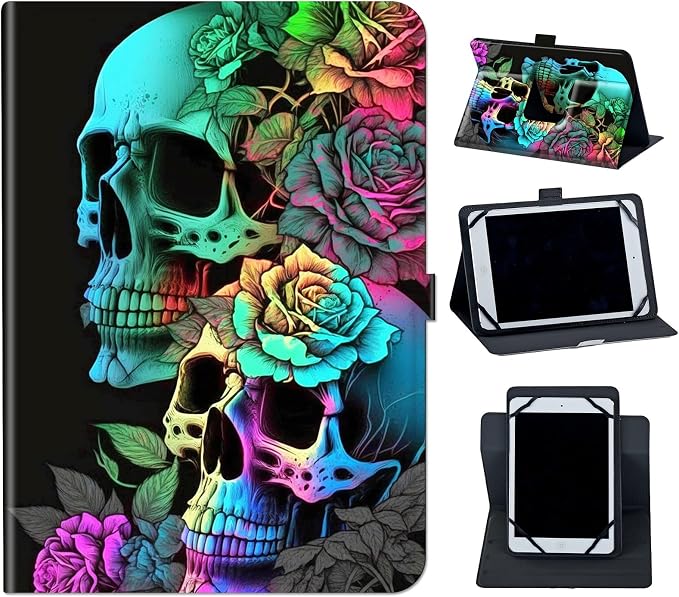 Colorful Rose Flower Skull