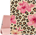 JOYLAND for iPad 9th/8th/7th Generation 10.2 inch (2021/2020/2019) with Pencil Holder-Auto Wake/SleepLeopard Print&ampFlower Anti-Scratch Shockproof Premium Folio Stand CasePink