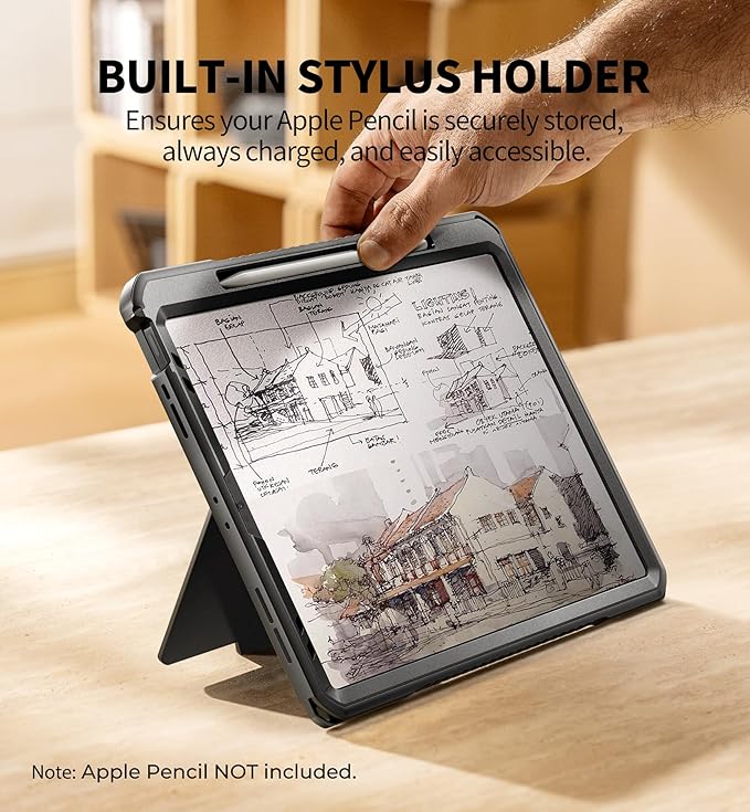Dexnor Case for iPad Pro 12.9 inch 6th/5th/4th/3rd Gen (2022/2021/2020/2018)Rugged Protective Case with 360° Rotating Hand Strap &amp Stand &amp Screen Protector &amp Pencil Holder Shockproof Cove