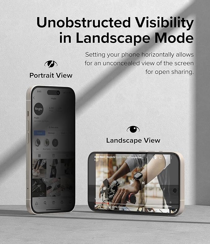 Ringke Privacy Glass [Feel Better in Public] Compatible with iPhone 15 Screen Protector Easy to Install Case Friendly Tempered Glass Anti-spy Privacy Screen Protector with Installation Tool