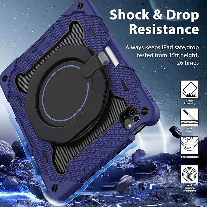ROISKIN for iPad Air 11 inch M3/M2 Case iPad Pro 11 inch 4th/3rd/2nd/1st GenerationiPad Air 5th/4th 10.9 inch CaseHeavy Duty Shockproof with 360 Stand Handle Shoulder Strap Pen HolderKids Friendly