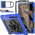 Case for Samsung Galaxy Tab S8 Plus 2022/S7 FE/S7 Plus 5G 12.4-inch Tablet Case Protective [with Screen Protector] Rotatable Kickstand S Pen Holder Hand/Shoulder Strap (Blue)