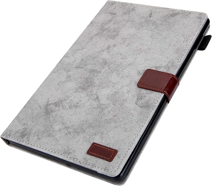 Folding Case for Amazon Fire HD 10 9th/7th/5th Gen Techcircle Smart Flip [Wake/Sleep] Solid PU Leather Protective Cover for All-New Kindle Fire HD 10.1 inch Tablet 2019/2017/2015 Release Gray
