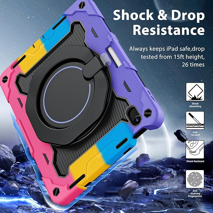 ROISKIN Case for iPad A16 11th Generation 11 Inch 2025 iPad 10th Generation Case 10.9 for Kids with Screen Protector360 Kickstand &amp HandlePen HolderShoulder StrapHeavy Duty Drop Protection