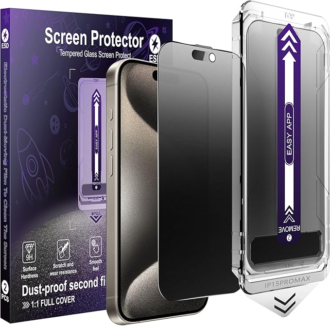 2-Pack Matte Privacy Glass Screen Protector for iPhone 15 Pro MaxAnti-Glare &amp Anti-SpyAnti-ReflectionSmooth as SilkMilitary-Grade 9H HardnessEasy Installation