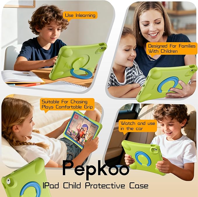 Pepkoo for iPad Air 13 inch Case for Kids with 360° Rotatable StandShockproof EVA Handle Cover for iPad Air 13 M3 2025 and M2 2024 Models