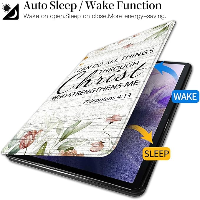 Case for Kindle Fire HD 10 Tablet (5th/7th/9th Generation2015/2017/2019 Release) Bible Philippians 4:13 Theme 360 Degree Rotating Stand Protective Cover with Auto Sleep/Wake for HD 10 Tablet