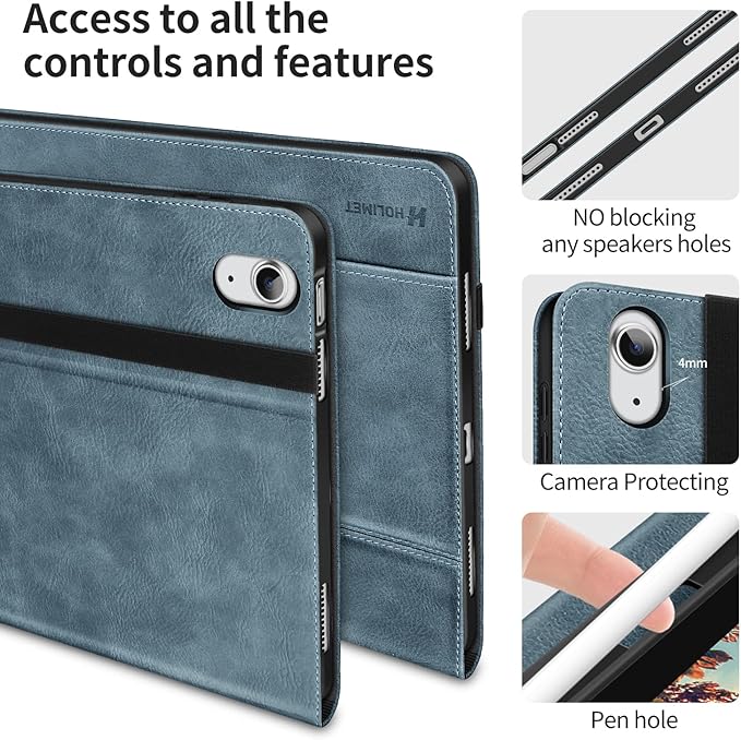 H HOLIMET Case for iPad (A16) 11th Generation 11'' 2025/ iPad 10th Generation 2022 New iPad 10.9 Inch Case with Pencil Holder Protective Cases Shockproof Cover Blue