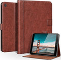 Genuine Leather Case for iPad 9th/8th/7th Generation 10.2 Inch (2021/2020/2019) Premium Folio Cover with Auto Wake/Sleep &amp Adjustable Stand Wear-Resistant Protective Case - Vintage Red Brown