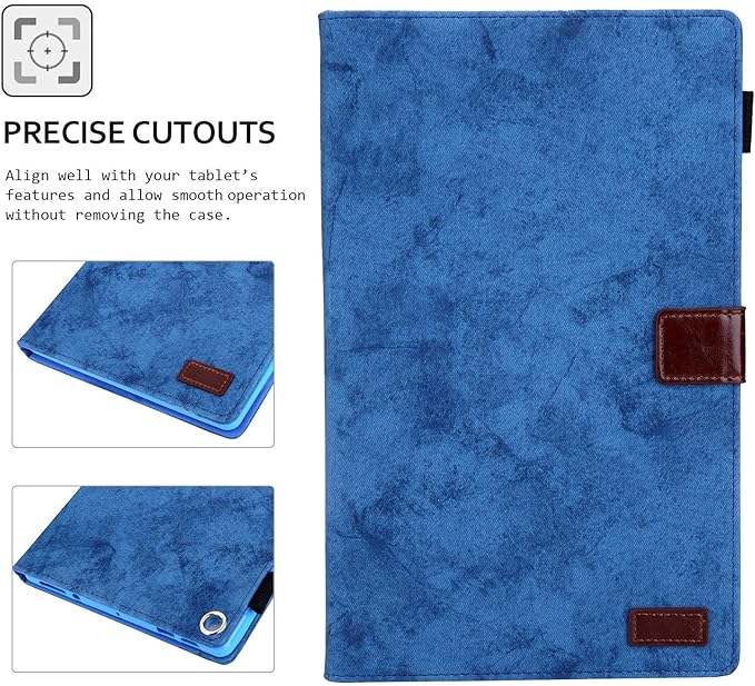 Folding Case for Amazon Fire HD 10 9th/7th/5th Gen Techcircle Smart Flip [Wake/Sleep] Solid PU Leather Protective Cover for All-New Kindle Fire HD 10.1 inch Tablet 2019/2017/2015 Release Blue