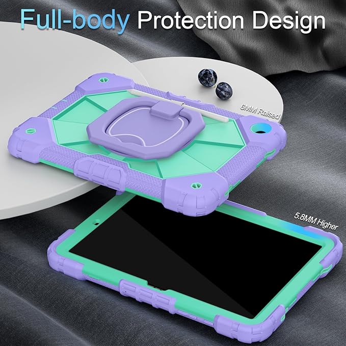 Case for Galaxy Tab A11+/A9+ Plus 11 Inch with Screen Protector 360 Rotating Stand Military Grade Shockproof Cover for Samsung A11 Plus/A9 Plus Tablet CasesPurple Green