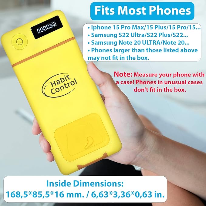 Lockbox for Phone - Timed Lock Box for Cellphone for Self-Discipline Portable Smartphone Time Lock Box Jail Phone Box for Family Time Locking Container to Reduce Screen Time (Yellow)