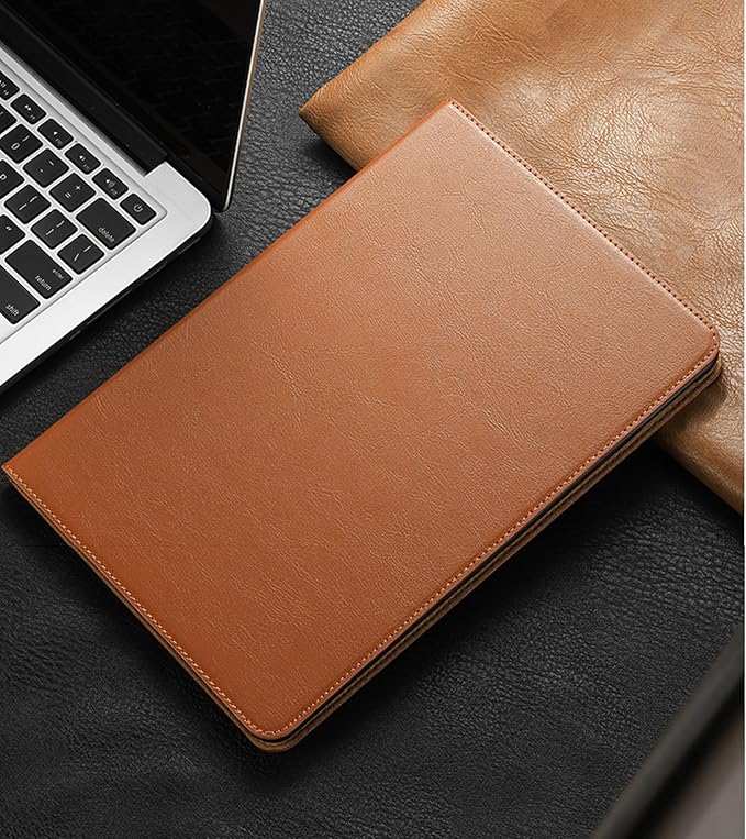 for Ipad Case 10.2-inch 9th/8th/7th Gen 2021/2020/2019 Genuine Leather Cover Protective ShellAuto Wake/Sleep.Yellow Brown