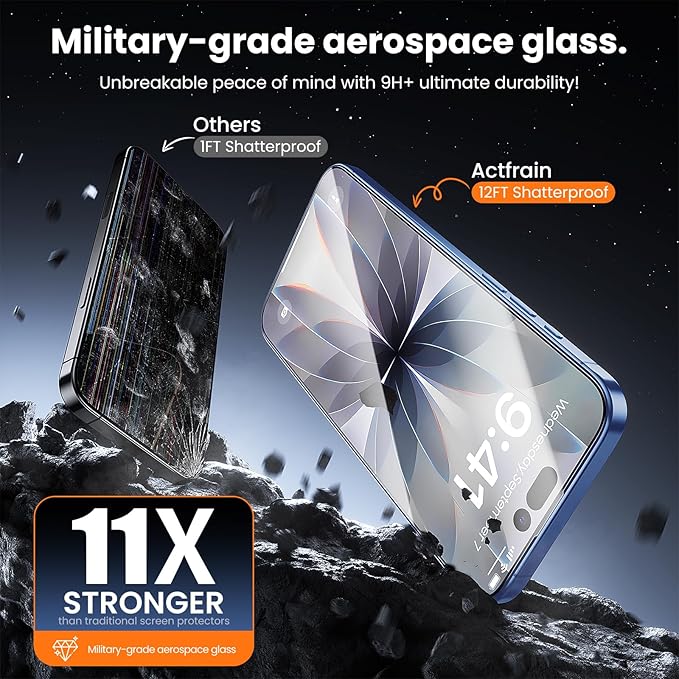 3-Pack for iPhone 17 Screen Protector 9H+ Tempered Glass Scratch Shatter &amp Drop Resistant Smooth &amp Clear Military Grade Protection Full Coverage
