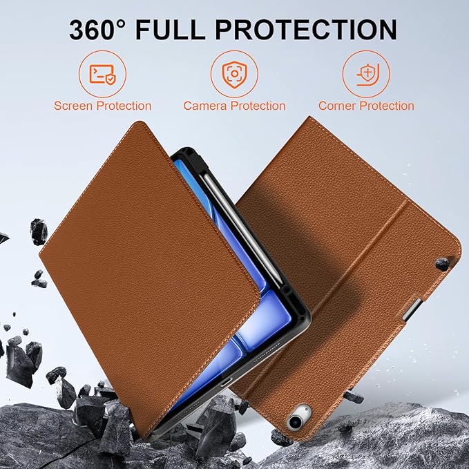 for iPad Air 13 inch Case M4/M3/M2 2026/2025/2024 Premium Leather Protective Cover with Apple Pencil Holder Auto Wake/Sleep Adjustable Stand &amp Multiple Viewing Angles