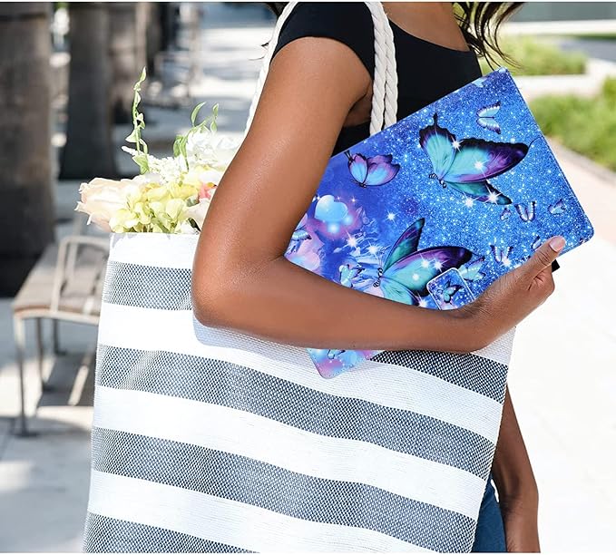 Case for Fire HD 8 Tablet (8th/7th/6th Generation 2018/2017/2016 Release) Premium PU Leather Folio Stand Cover Protective Case with Auto Sleep Wake Blue Butterfly