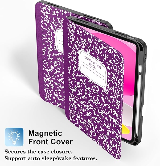 Supveco Case for iPad (A16) 11th Generation 11 inch (2025)iPad 10th Generation 10.9 inch (2022) with Pencil Holder-[Auto Wake/Sleep]Premium Folio Stand Case with Soft TPU Back Cover-New Purple
