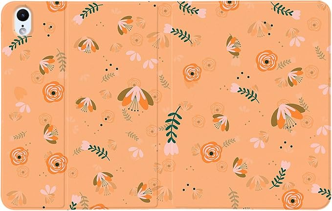 MAYCARI Fall Orange Leaves Flowers iPad Case for iPad mini 6 2021 8.3 Inch with Pencil Holder Handmade iPad mini 6th Generation Case Autumn Fine Grained iPad Protecitve Hard Case with Auto Wake/Sleep