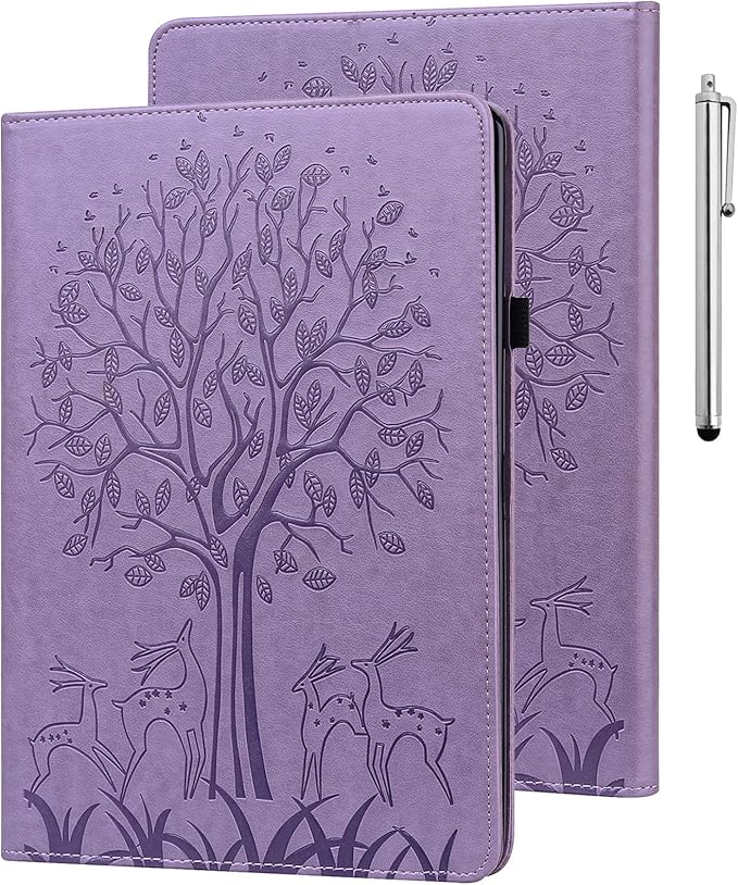 ALILANG for Kindle Fire Max 11 Case (13th Generation 2023 Release) Tree Embossed PU Leather Card Slot Shockproof Smart Cover for Kindle Fire Max 11 2023 Tablet Case -Purple