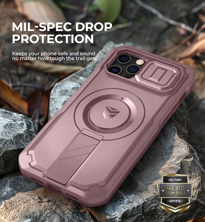 Dexnor for iPhone 12 &amp iPhone 12 Pro Case with Slide Camera Cover &amp Adjustable Kickstand &ampBuilt-in Screen ProtectorMagsafe Rugged Shockproof Bumper Cases Heavy-Duty Protective CoverPeony