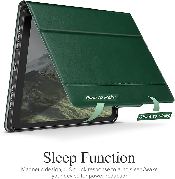 auaua Case for iPad (A16) 11th Generation 11 Inch 2025 iPad 10th Generation 10.9 Inch 2022 with Pencil Holder and Pocket Typing Angle Muti-Stand Magnetic Closure Auto Sleep/Wake (Green)