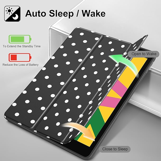 Tuiklol Case for iPad 10.2 Inch 2021 2020 2018 Release 9th / 8th / 7th Generation Built-in Pencil Holder TPU Protective Stand Back Cover Trifold Stand-Auto Wake/Sleep Spot-Black
