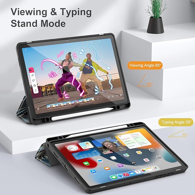 Tuiklol for Samsung Galaxy Tab A9+ Tablet 11” / A9+ Plus 2024 2023Buit-in S-Pen Holder with Clear Protective Cover Transparent Back Shell Auto Wake/Sleep Samsung Tab A9 Plus CoverBlack Flower