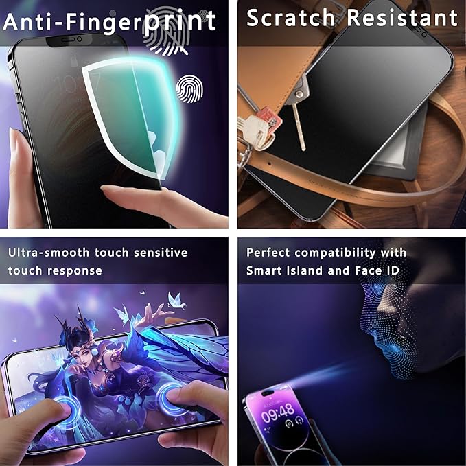 2 Pack Matte Privacy Screen Protector for iPhone X/iPhone XS/iPhone 11 Pro 9H Tempered Glass Full Coverage Anti-Fingerprint Auto Dust-Elimination No Bubble Easy Installation