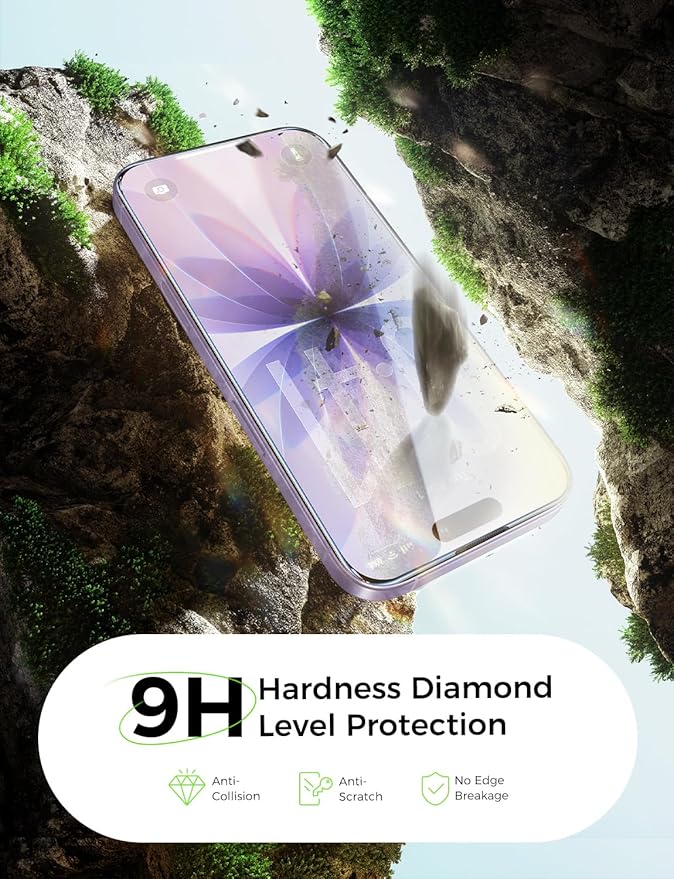 MAGIC JOHN 2 PACK for iPhone 17(6.3) Eye Protection Screen Protector HD Clear Auto Dust-Elimination 9H Tempered Glass &amp Scratch Resistance Full Edge Coverage