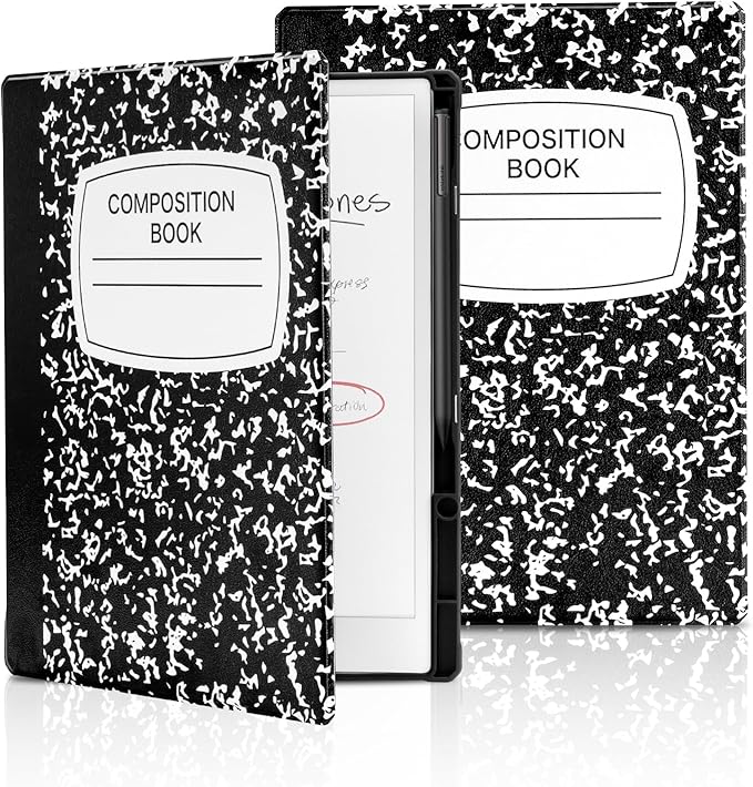 11.8 Case for Remarkable Paper Pro Color Tablet 2024 Released with Pen Holder Nib Storage Auto Wake/Sleep Ergonomic Design for Book Folio Lightweight Hard Protective Cover (Black Notebook)