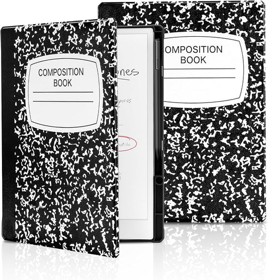 11.8 Case for Remarkable Paper Pro Color Tablet 2024 Released with Pen Holder Nib Storage Auto Wake/Sleep Ergonomic Design for Book Folio Lightweight Hard Protective Cover (Black Notebook)