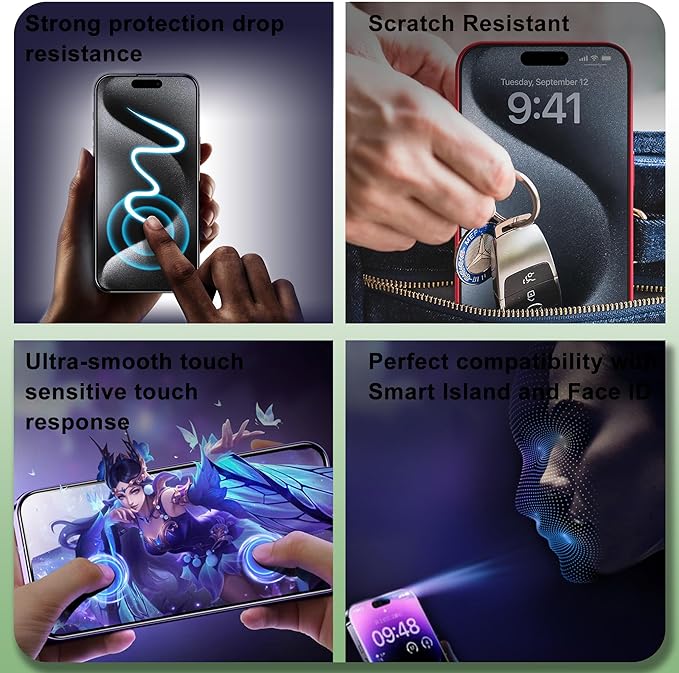 2 Pack Privacy Screen Protector for iPhone 17 Pro 6.3-Inch Auto Dust Removal No BubblesAnti-Spy Tempered Glass Film Easy Installation