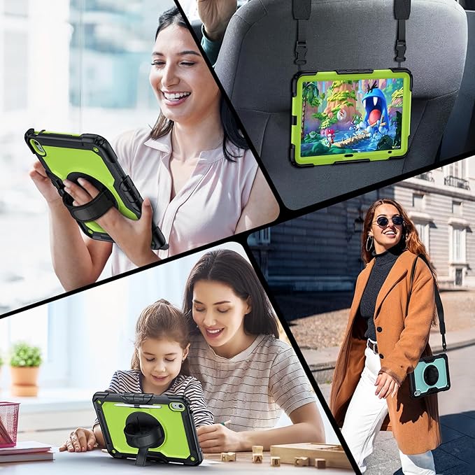 Case for iPad (A16) 11th Generation 11 Inch (2025) Ubearkk for iPad 10th Generation 10.9 inch 2022 case with Screen Protector 360 Degree Rotating Stand/Adjustable Shoulder Strap/Pencil Holder Green