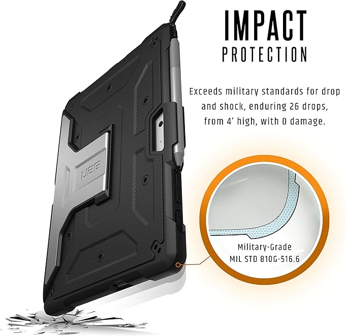 URBAN ARMOR GEAR UAG Designed for Microsoft Surface Go 4/ Surface Go 3 / Surface Go 2 / Surface Go Case 10.5 Metropolis Rugged Aluminum Kickstand Military Drop Tested Protective Cover Black