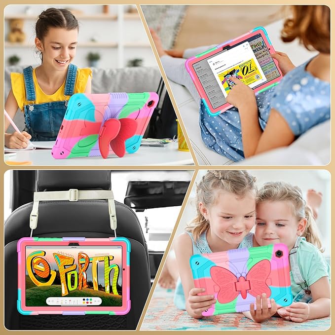 Cover for Samsung Galaxy Tab A11+ Plus/A9+ Plus Case with Screen Protector Galaxy Tab A11+/A9+ 11 inch 2025/2023 Released with Butterfly Stand Shoulder Strap Shockproof case for Kids Girl