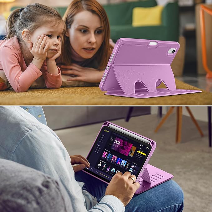 VIKESI Case for iPad iPad mini 7 (A17 Pro) and iPad mini 6Multiple Angles Magnetic Stand CoverShockproof Soft BackPencil Holderand Auto Sleep/WakePurple