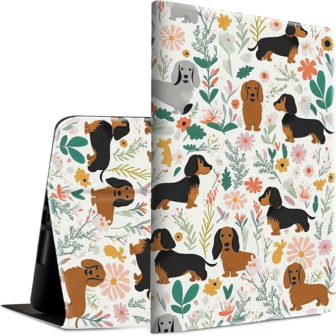 Case for Kindle Paperwhite 12th Generation &amp Kindle Colorsoft Signature Edition 2024 7 inch Lightweight Smart Case PU Leather Adjustable Stand Protective Cover with Auto Wake/Sleep - Dog Flower