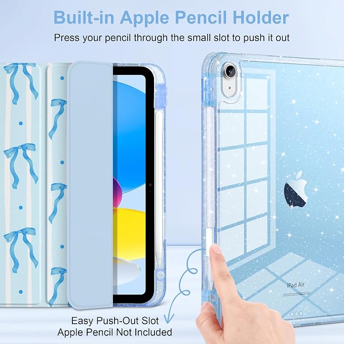 Coquette Blue Ribbon Bow&Stripe