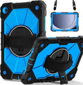 Case for Samsung Galaxy Tab A9 Plus(X210/X216/X218)/A11+ 11 Inch 2025 (X230/X236B) Heavy Duty Shockproof Rugged 360 Rotating Hand Strap Protective Tablet Case for Tab A11 Plus Black+Blue