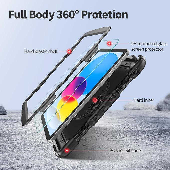 Black Case with Glass Screen Protector