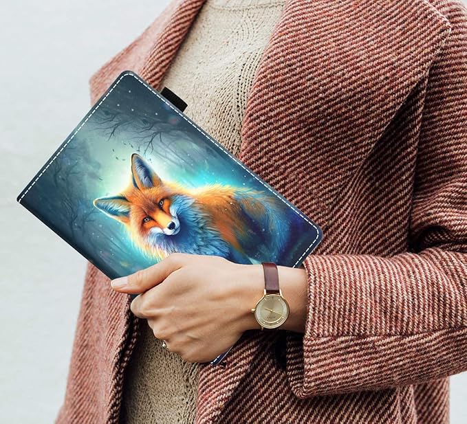 Case for Amazon Kindle Fire 7 Tablet (7 9th/7th Generation 2019/2017 Release) Slim PU Leather Cover with Card Slot &amp Auto Wake/Sleep Jungle Fox