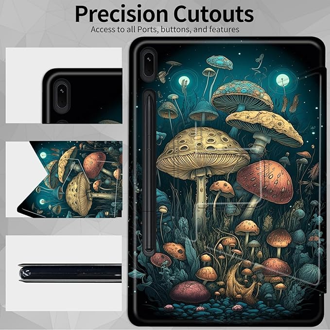 Case for Samsung Galaxy Tab S10 Ultra (2024 Release) / S9 Ultra (2023 Release) 14.6 Mushroom Jellyfish Theme 360 Degree Rotating Stand Smart Protective Cover for Samsung S10 Ultra Tablet