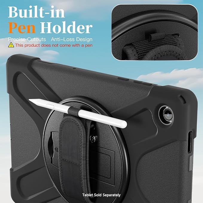 Sahara - Compatible with Galaxy Tab A11+ Case | Heavy Duty Design | Hand Strap &amp Shoulder Strap | Raider-X Series