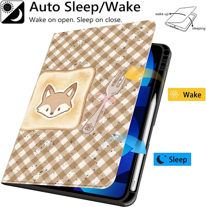 Delicious Toast Pattern Case Compatible with 10.9 iPad 2022Textured Folio Case with Pencil Holder Multi-Angle View Adjustable Stand Auto Wake/Sleep for Girls Boys