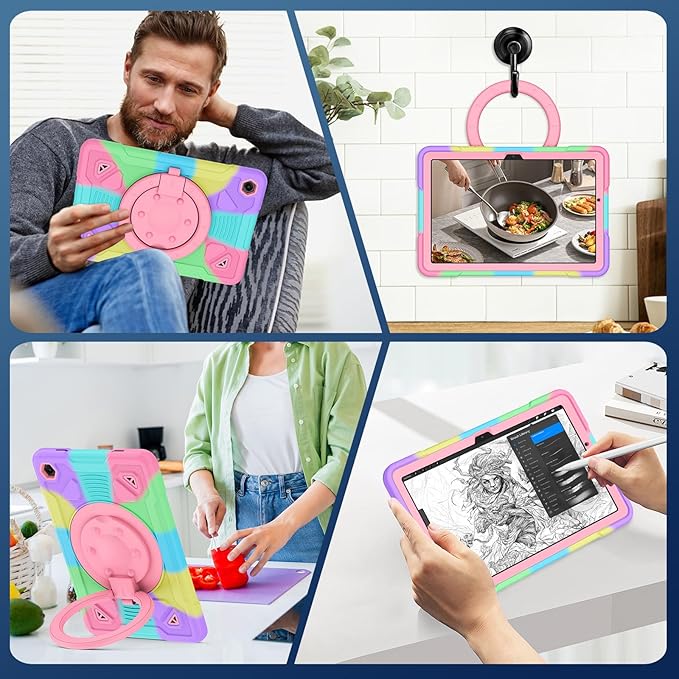 Case for Samsung Galaxy Tab A11+ Plus/ A9+ 11 inch 2025/2023 with Screen Protector 360°Rotating Stand &amp Shoulder Strap Pencil Holderfor Tab A11 Plus / A9 Plus Tablet Case Kids (Colourful)