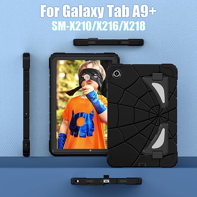 Compatible with Samsung Galaxy Tab A9 Plus 11 inch (SM-X216B)(2023) Tablet CaseLightweight Shockproof Rugged Protective Cover with Kickstand for Kids Children Boys Babies Black