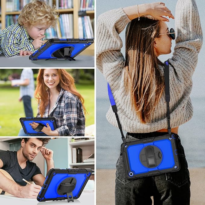 HXCASEAC Case for Samsung Galaxy Tab A11+ Plus 11 Inch Protective with Screen Protector/Hand Strap/Pen Holder Sturdy Shockproof for Samsung A11 Plus Tablet Case 5G SM-X230 SM-X236 SM-X238U - Blue