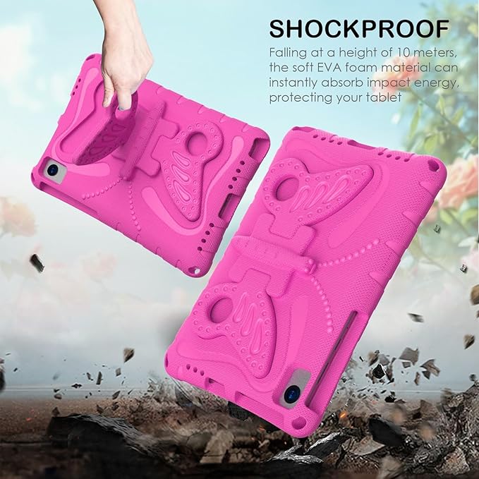Case Compatible with Lenovo Tab M10 Plus 10.3 Inch/K10 10.3 TB-X606F/TB-X606X/TB-X6C6F/TB-X6C6XLightweight Shockproof Case EVA Foam Cover Stand Cover for Boys Girls(Rose Red)